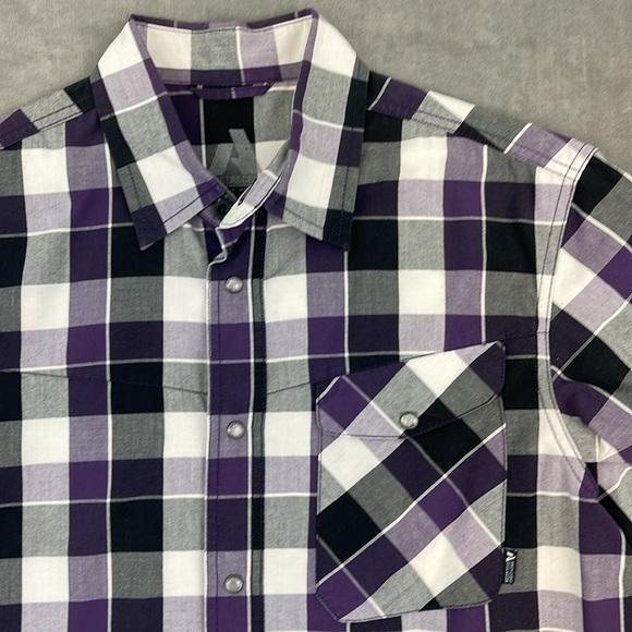 Eddie Bauer First Ascent Blue Black Snap Down Plaid Shirt Size Medium‎ - Picture 2 of 6